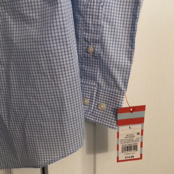 Brand new boys L (12/14) blue and white button down long sleeve - Picture 4 of 5